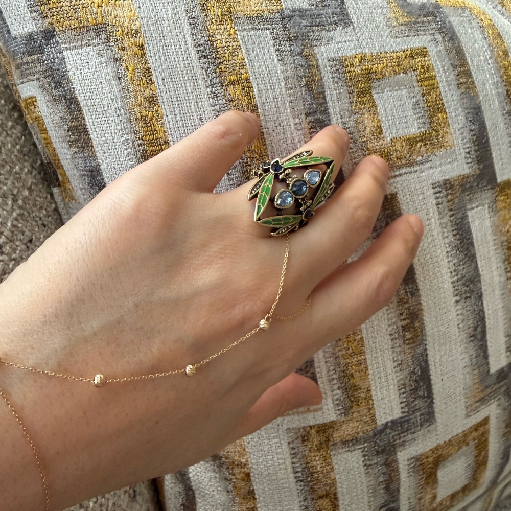 Blue and Green Statement Vintage Ring - Picture 5 of 5